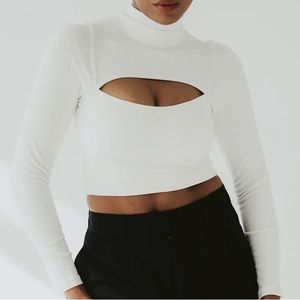 Turtleneck Peek-A-Boo Long Sleeve Brami (crop)